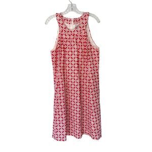 J. McLaughlin Nautical Yacht Pink White Printed Coastal‎ Linen Dress Size 12